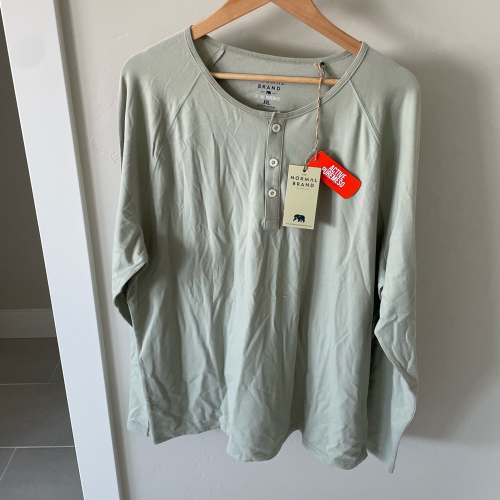 The Normal Brand. NWT. Men’s Light Green Long Sleeve Henley.